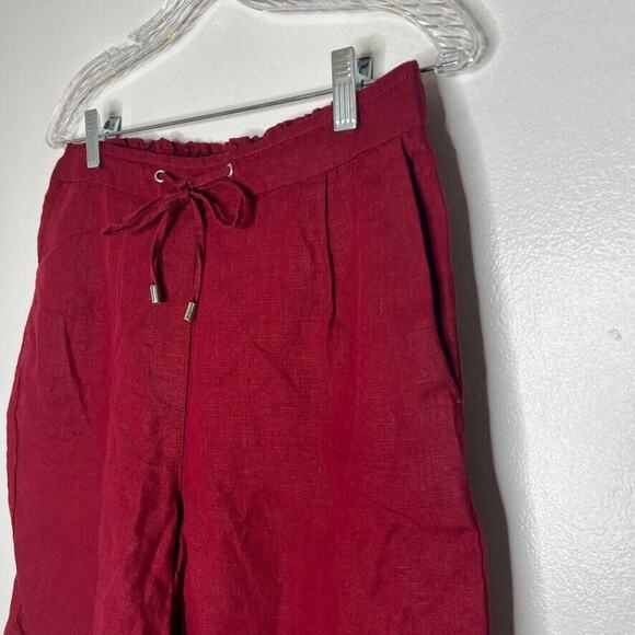 Chico's Red Drawstring 100% Linen Blend 9" Shorts Women's 0.5 US Size 6 - Picture 2 of 11
